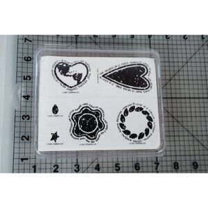 NEW!! Stampin Up 2001 Set of 6 "Love is a Circle" Woodblock Rubber Stamps Hearts
